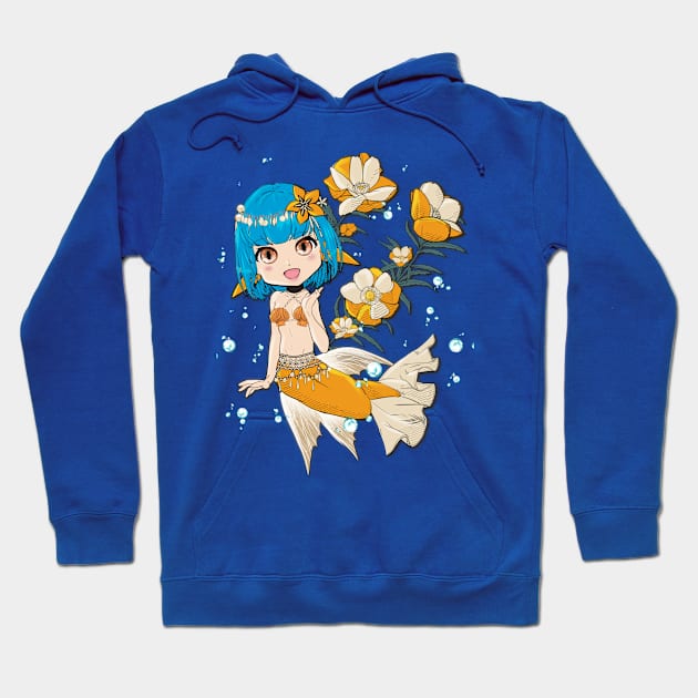 Blue and Orange Mermaid Hoodie by Kanna Productions 